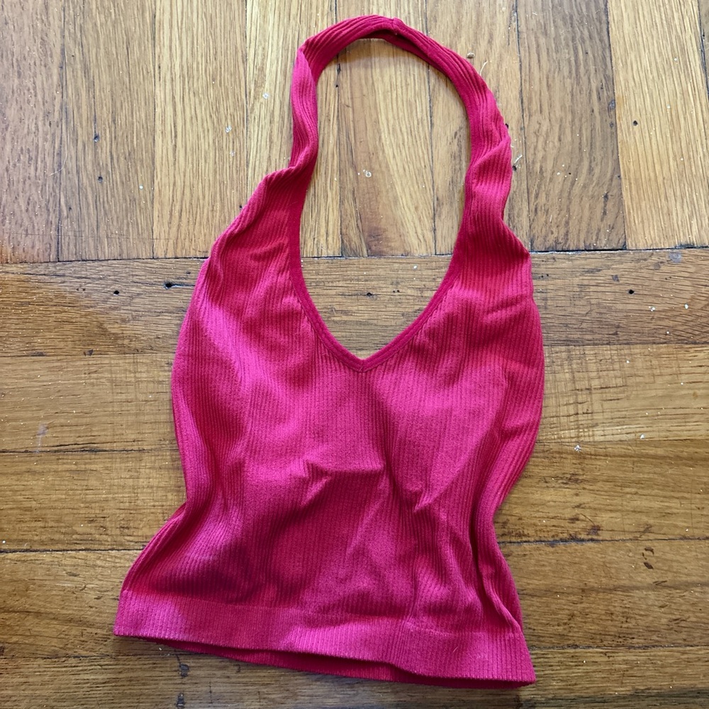 aritzia sunday best red halter top